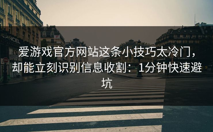 爱游戏官方网站这条小技巧太冷门，却能立刻识别信息收割：1分钟快速避坑