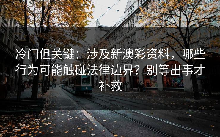 冷门但关键：涉及新澳彩资料，哪些行为可能触碰法律边界？别等出事才补救